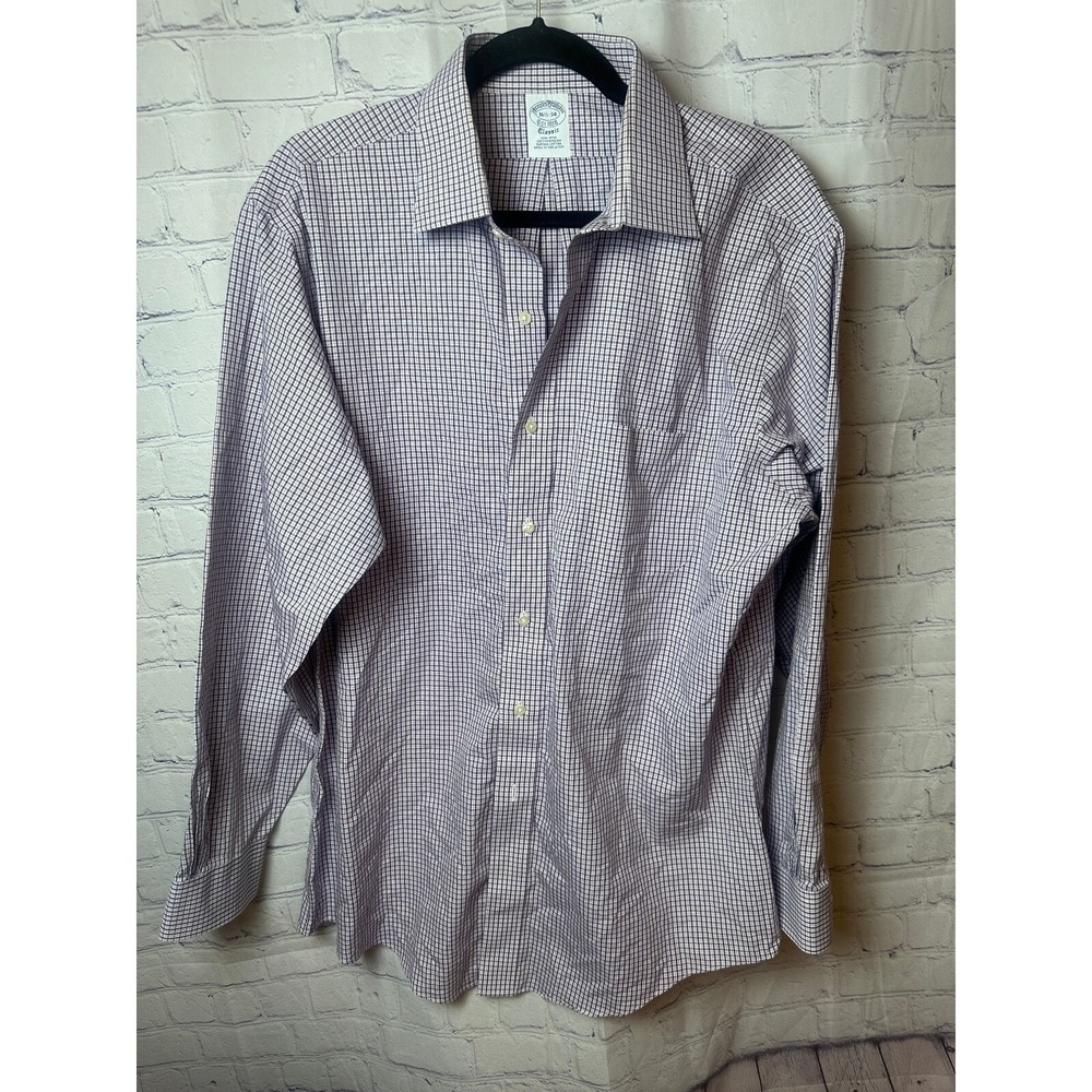 Brooks Brothers Classic Fit Non-Iron Check Dress Shirt 16 1/2-34